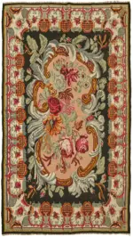 Moldovian Klasik Göbekli Multi Pamuk Üzerine Yün El Dokuma Kilim-195x325