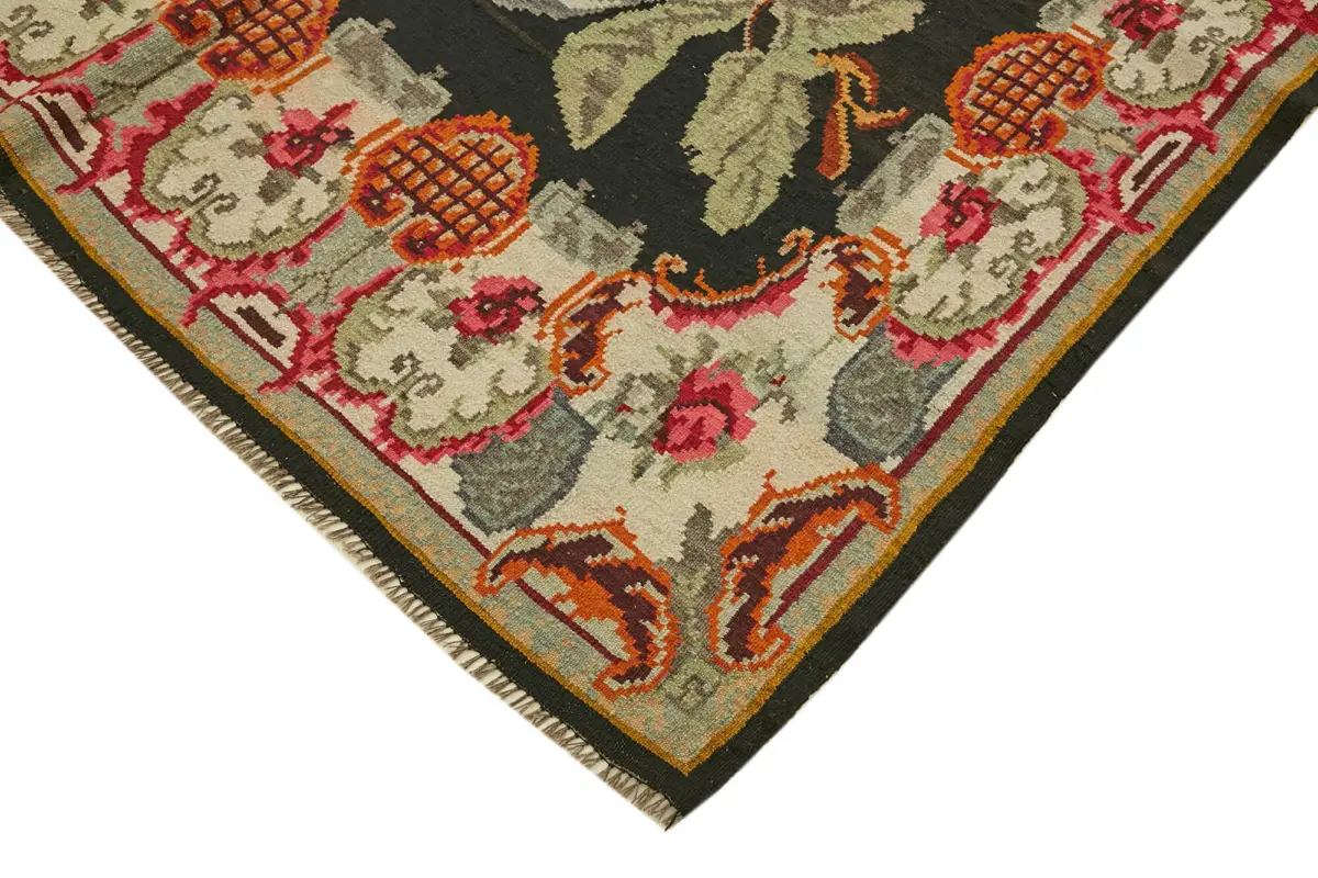 Moldovian Klasik Göbekli Multi Pamuk Üzerine Yün El Dokuma Kilim-195x325 - Görsel 4