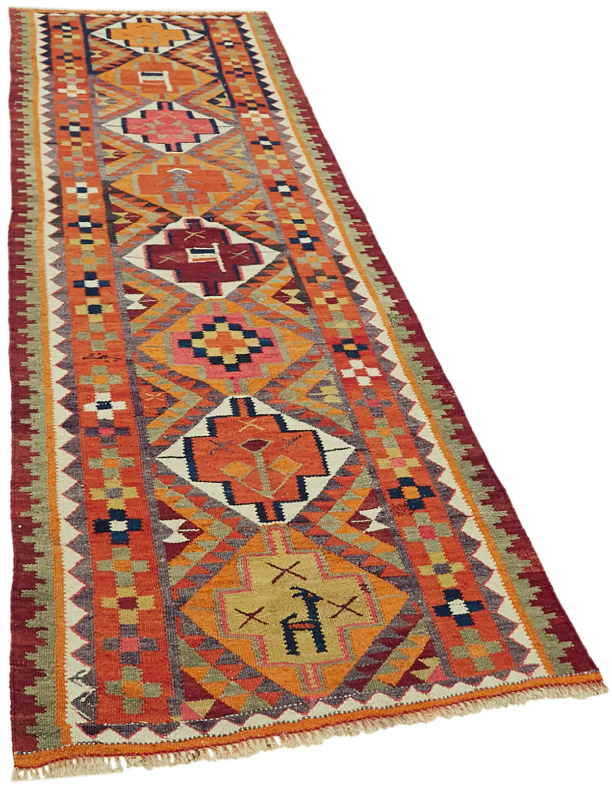 Herki Eskitme Multi Pamuk Üzerine Yün El Dokuma Kilim-090x290 - Görsel 2