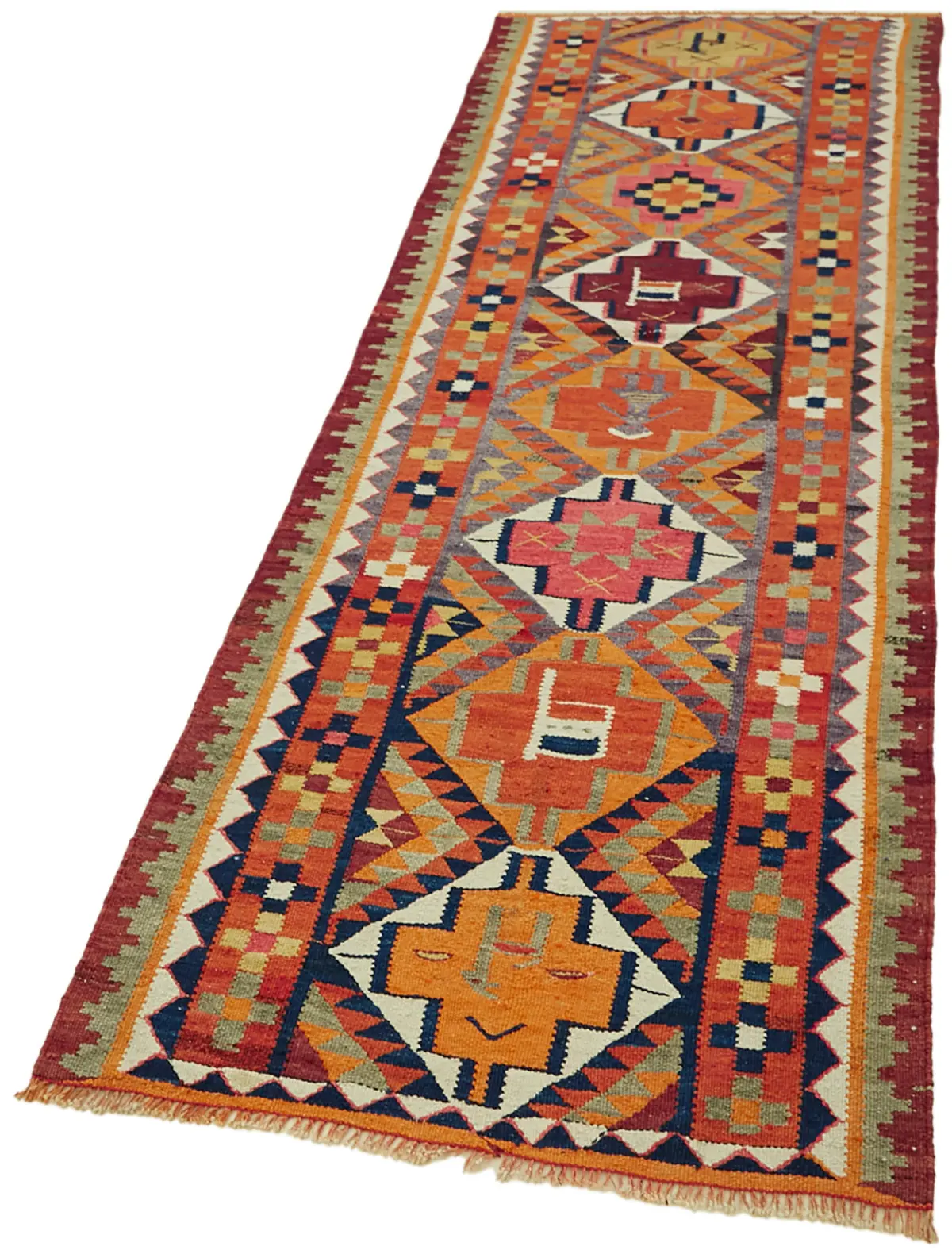 Herki Eskitme Multi Pamuk Üzerine Yün El Dokuma Kilim-090x290 - Görsel 3