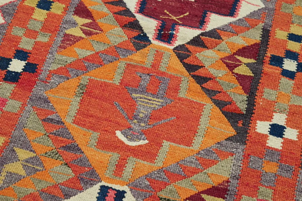 Herki Eskitme Multi Pamuk Üzerine Yün El Dokuma Kilim-090x290 - Görsel 5