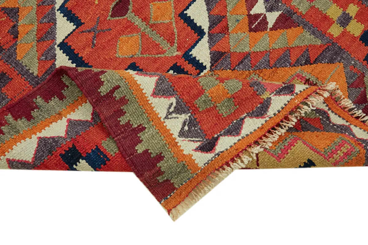 Herki Eskitme Multi Pamuk Üzerine Yün El Dokuma Kilim-090x290 - Görsel 6