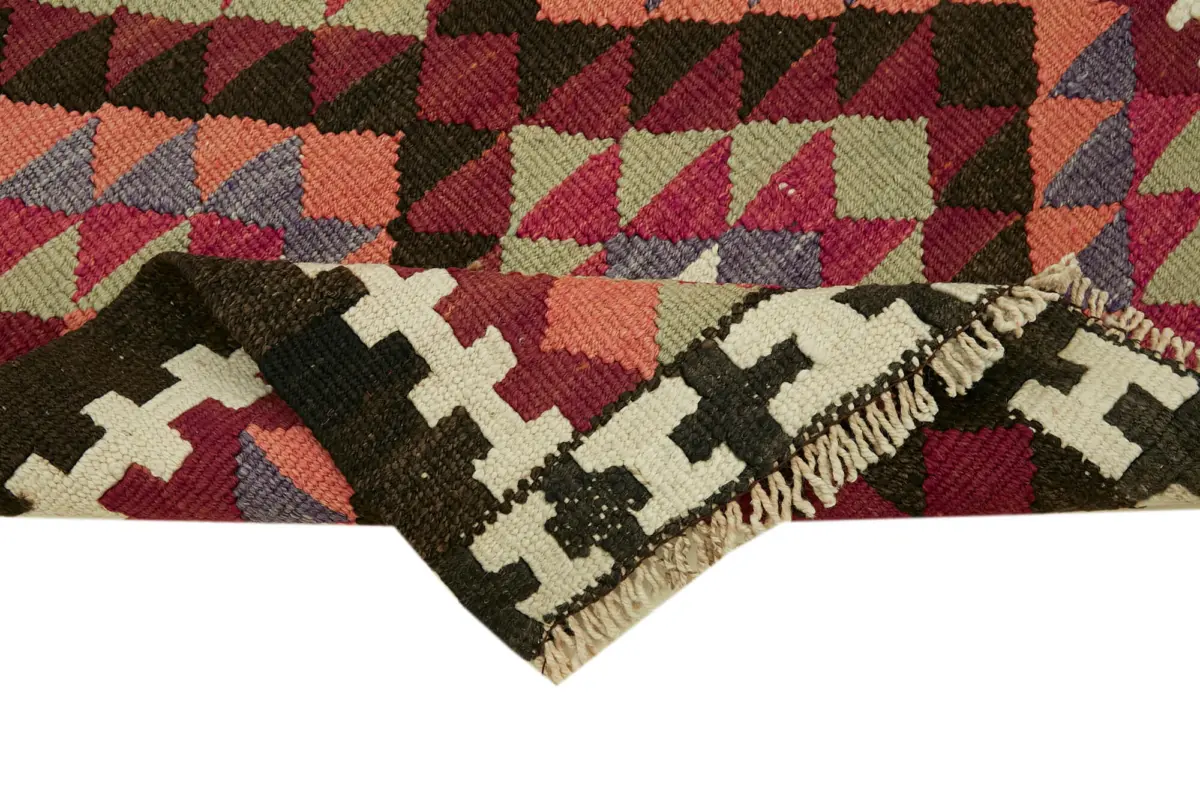 Herki Eskitme Multi Pamuk Üzerine Yün El Dokuma Kilim-088x407 - Görsel 6