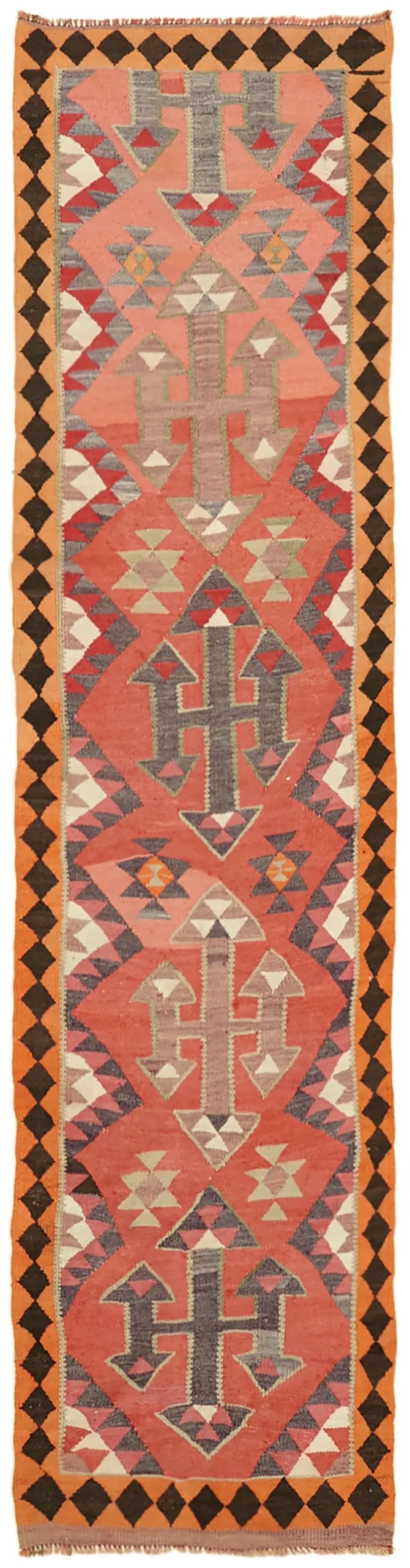 Herki Eskitme Multi Pamuk Üzerine Yün El Dokuma Kilim-095x344 - Görsel 1