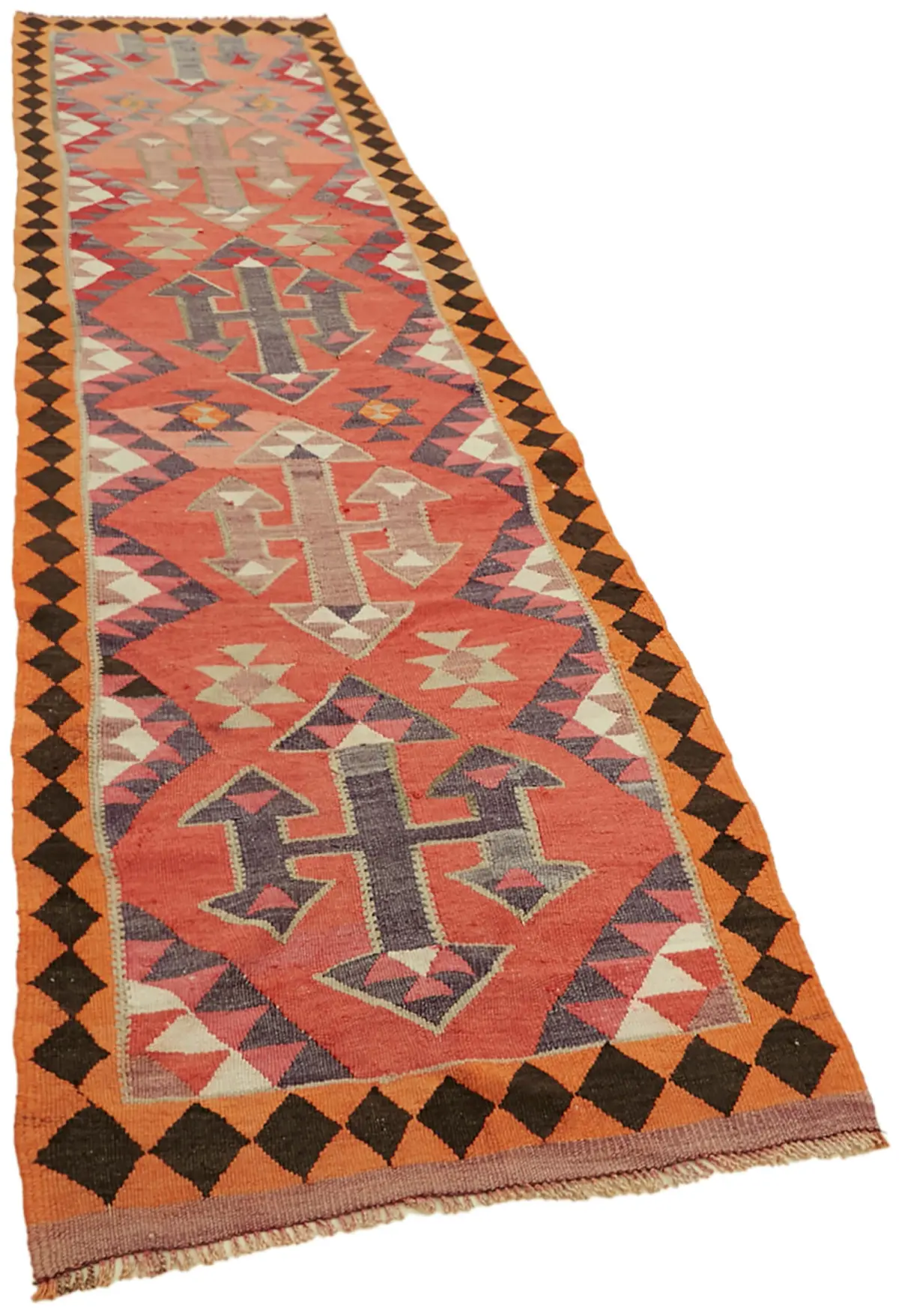Herki Eskitme Multi Pamuk Üzerine Yün El Dokuma Kilim-095x344 - Görsel 2