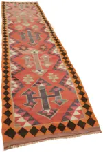 Herki Eskitme Multi Pamuk Üzerine Yün El Dokuma Kilim-095x344 - Görsel 2