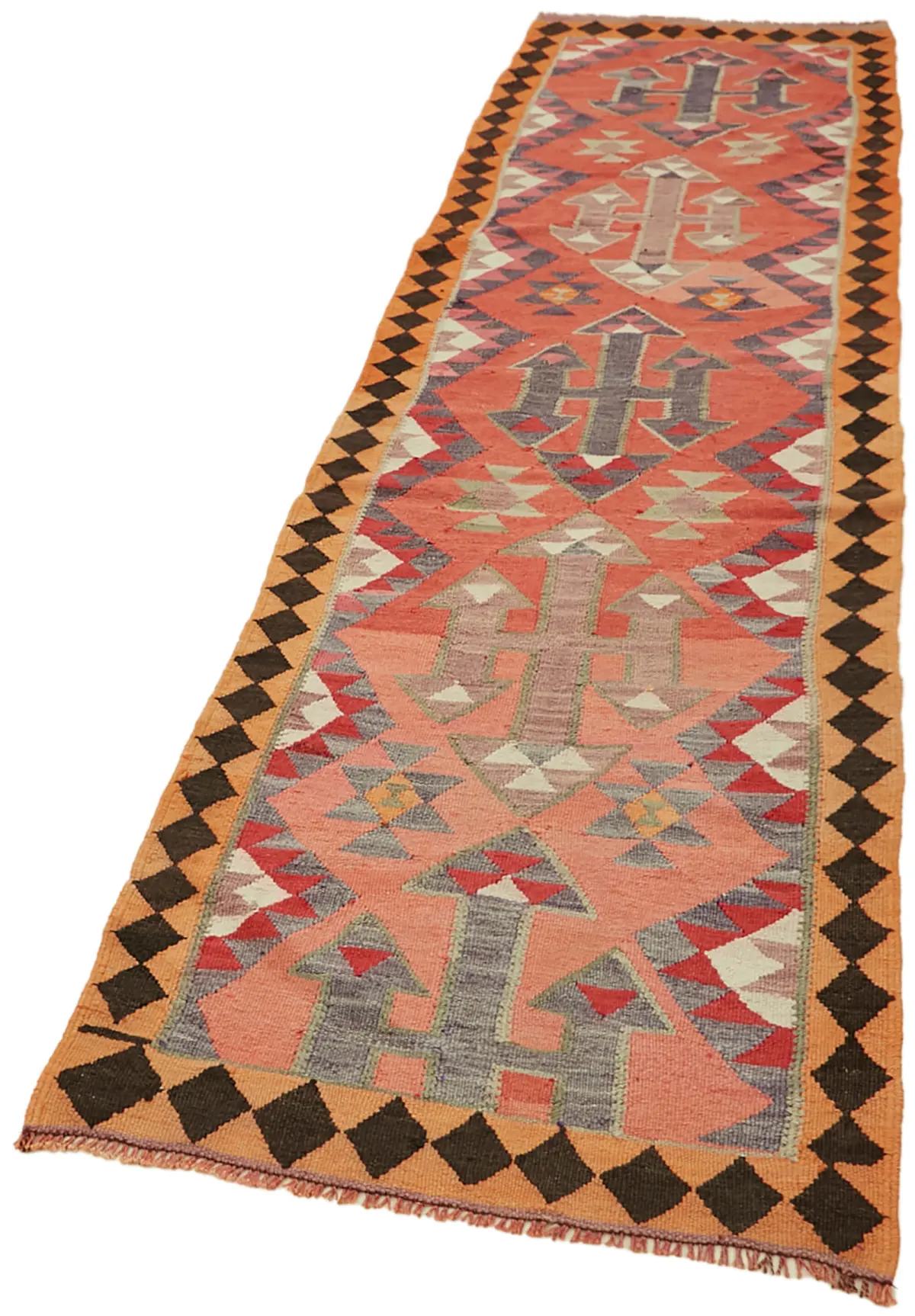 Herki Eskitme Multi Pamuk Üzerine Yün El Dokuma Kilim-095x344 - Görsel 3