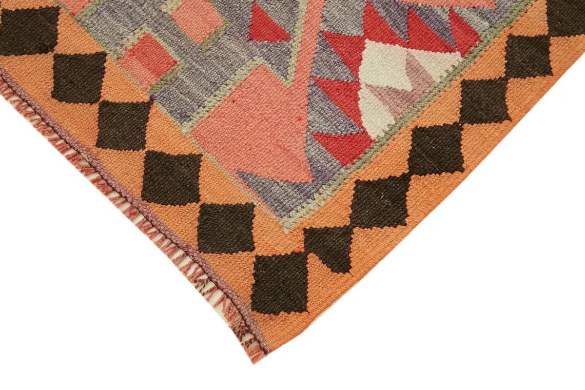 Herki Eskitme Multi Pamuk Üzerine Yün El Dokuma Kilim-095x344 - Görsel 4