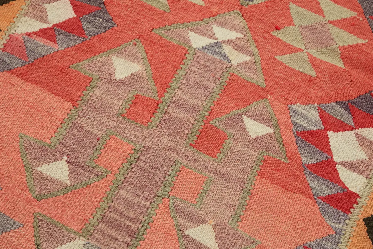 Herki Eskitme Multi Pamuk Üzerine Yün El Dokuma Kilim-095x344 - Görsel 5