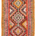 Herki Eskitme Multi Pamuk Üzerine Yün El Dokuma Kilim-105x336