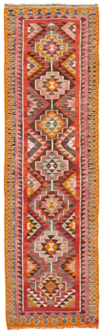 Herki Eskitme Multi Pamuk Üzerine Yün El Dokuma Kilim-105x336