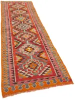 Herki Eskitme Multi Pamuk Üzerine Yün El Dokuma Kilim-105x336 - Görsel 2