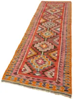 Herki Eskitme Multi Pamuk Üzerine Yün El Dokuma Kilim-105x336 - Görsel 3