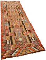 Herki Eskitme Multi Pamuk Üzerine Yün El Dokuma Kilim-105x300 - Görsel 2
