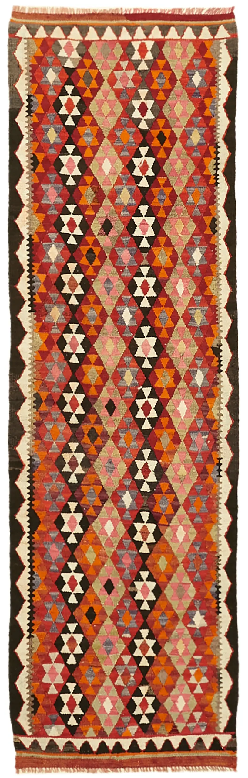 Herki Eskitme Multi Pamuk Üzerine Yün El Dokuma Kilim-086x274 - Görsel 1
