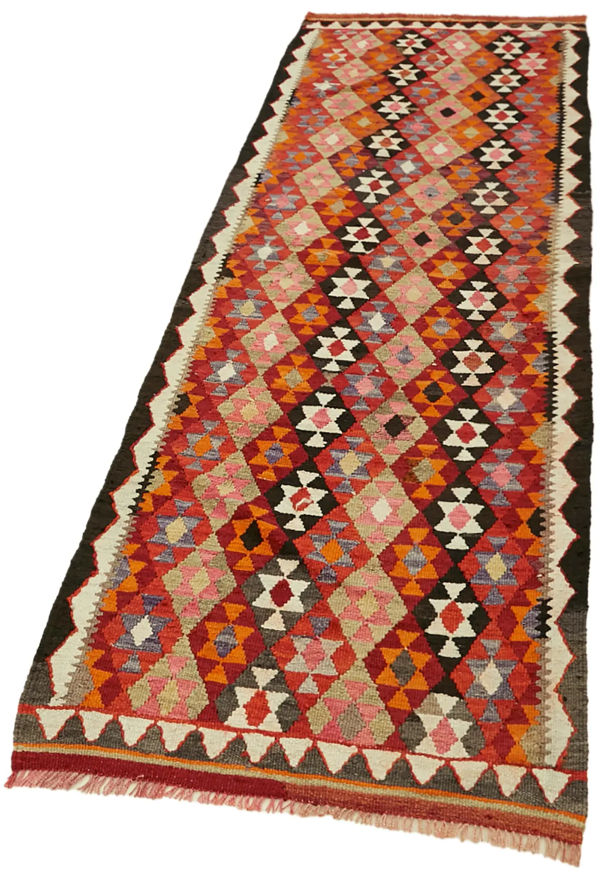 Herki Eskitme Multi Pamuk Üzerine Yün El Dokuma Kilim-086x274 - Görsel 3
