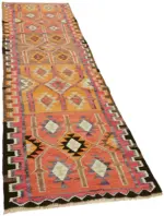 Herki Eskitme Multi Pamuk Üzerine Yün El Dokuma Kilim-097x325 - Görsel 2