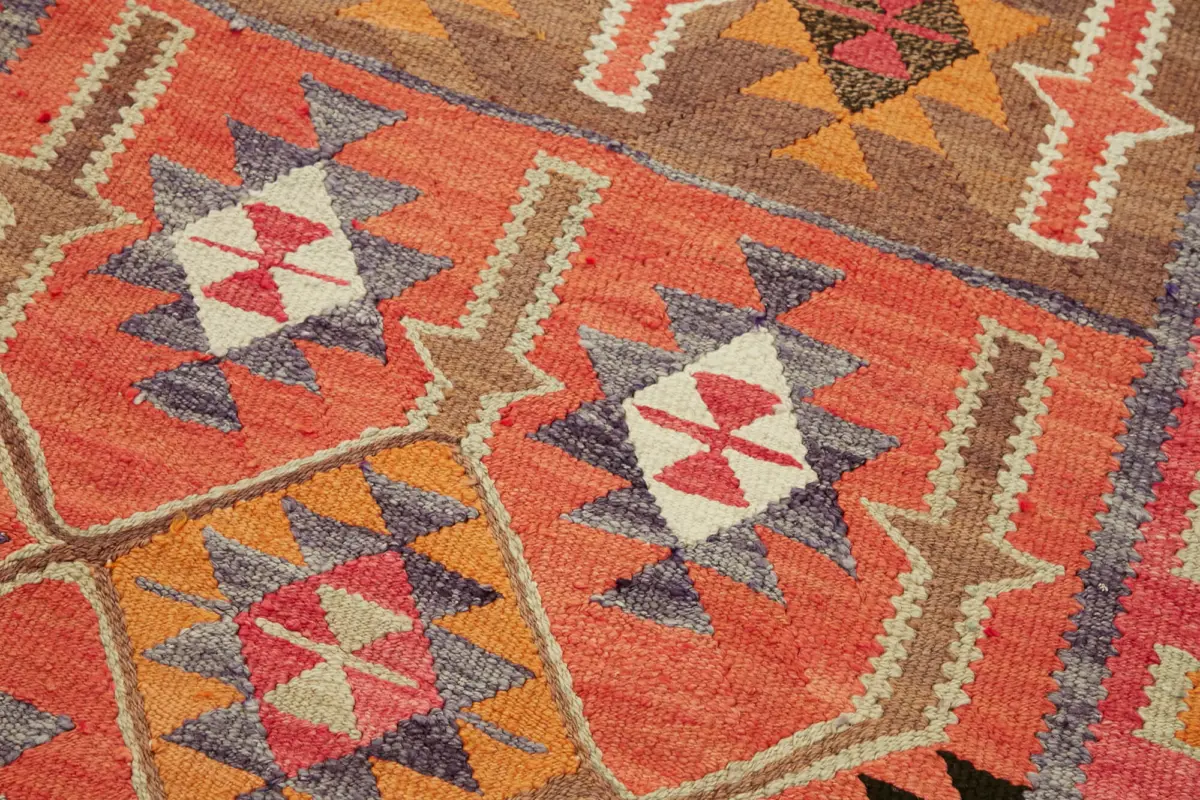 Herki Eskitme Multi Pamuk Üzerine Yün El Dokuma Kilim-097x325 - Görsel 5