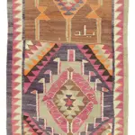 Herki Eskitme Multi Pamuk Üzerine Yün El Dokuma Kilim-102x358