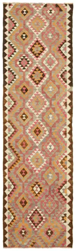 Herki Eskitme Multi Pamuk Üzerine Yün El Dokuma Kilim-106x340