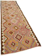 Herki Eskitme Multi Pamuk Üzerine Yün El Dokuma Kilim-106x340 - Görsel 2