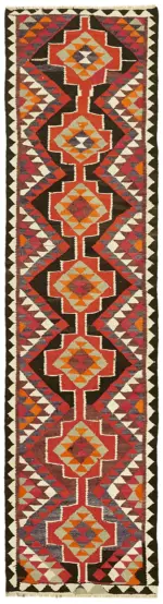 Herki Eskitme Multi Pamuk Üzerine Yün El Dokuma Kilim-092x342