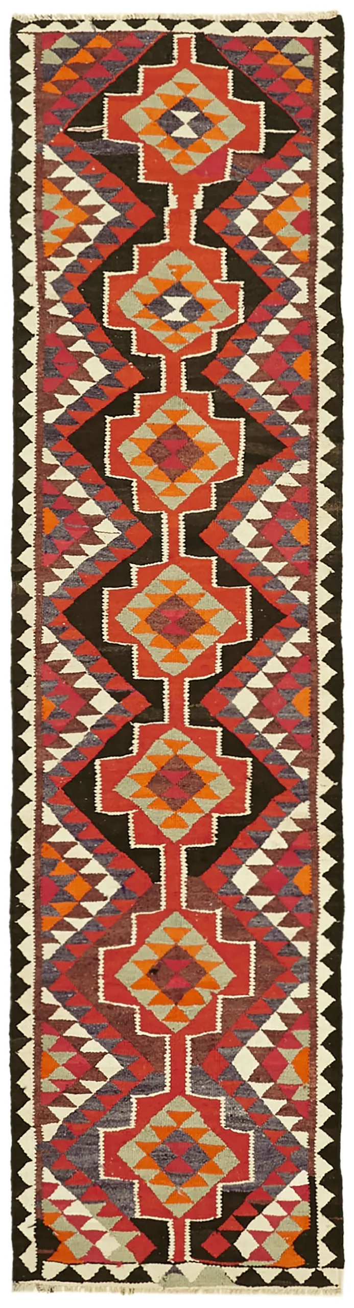 Herki Eskitme Multi Pamuk Üzerine Yün El Dokuma Kilim-092x342 - Görsel 1