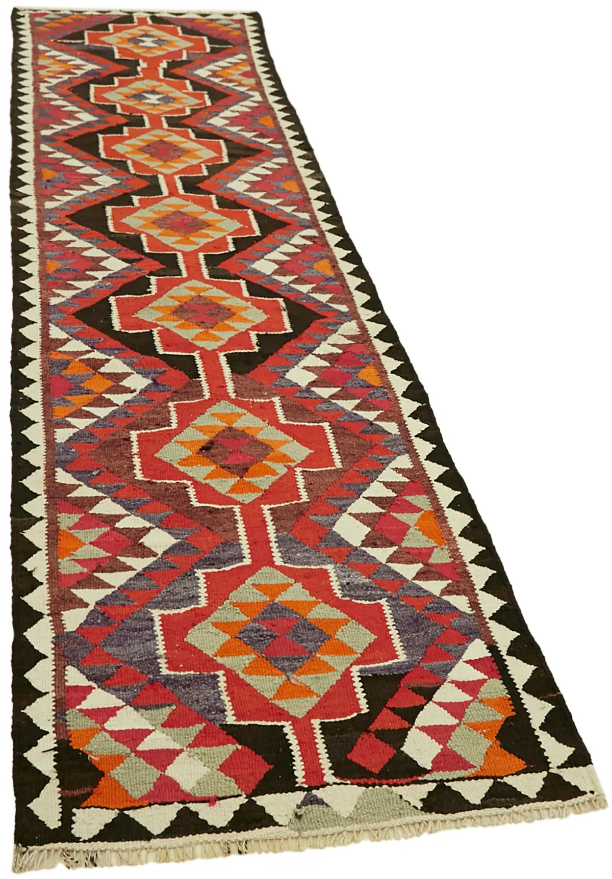 Herki Eskitme Multi Pamuk Üzerine Yün El Dokuma Kilim-092x342 - Görsel 2