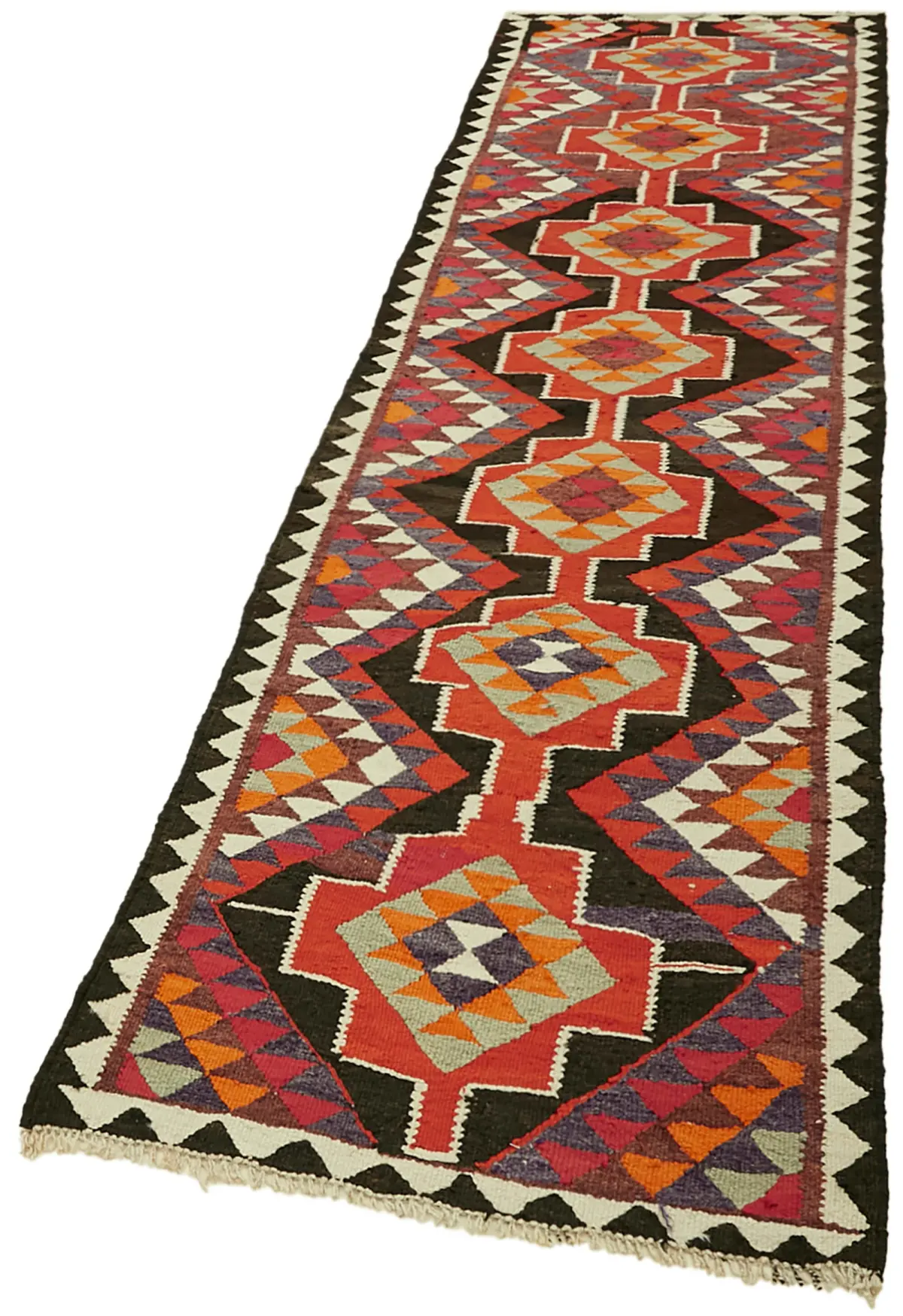 Herki Eskitme Multi Pamuk Üzerine Yün El Dokuma Kilim-092x342 - Görsel 3