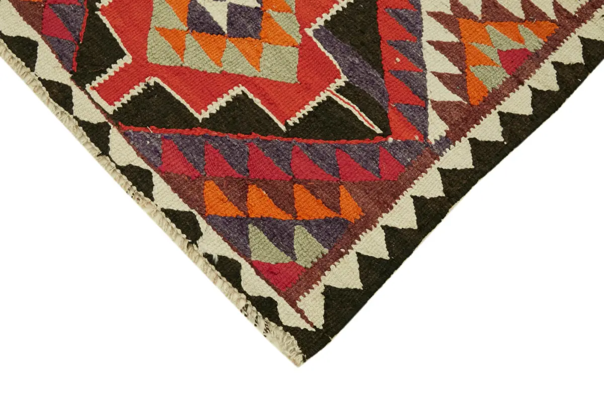 Herki Eskitme Multi Pamuk Üzerine Yün El Dokuma Kilim-092x342 - Görsel 4