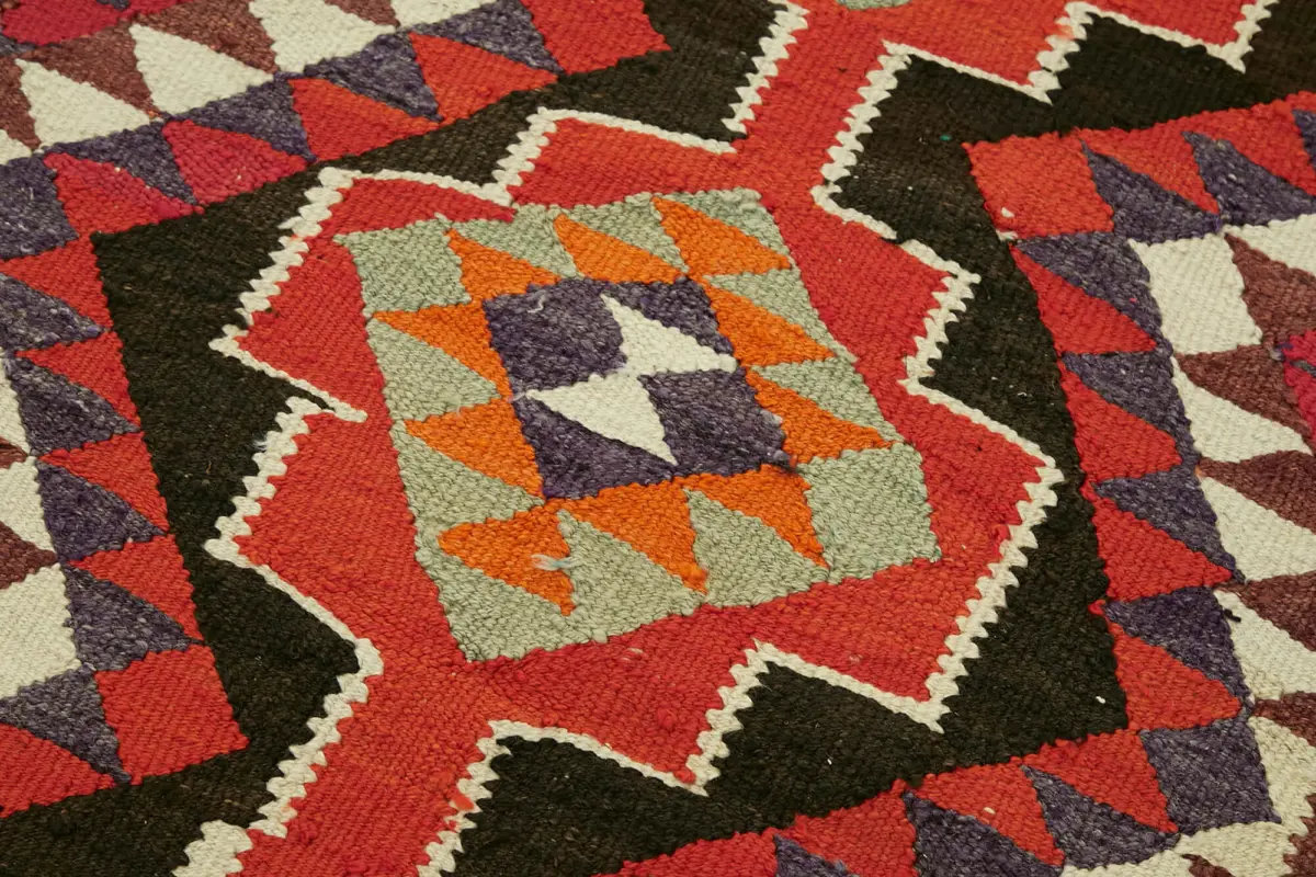 Herki Eskitme Multi Pamuk Üzerine Yün El Dokuma Kilim-092x342 - Görsel 5