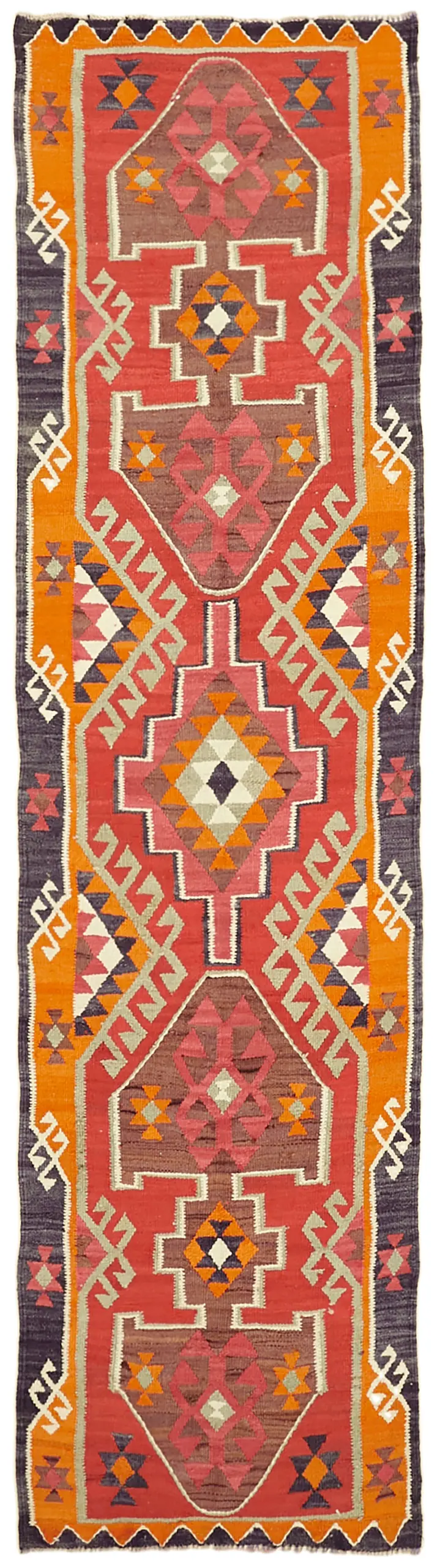 Herki Eskitme Multi Pamuk Üzerine Yün El Dokuma Kilim-098x352 - Görsel 1