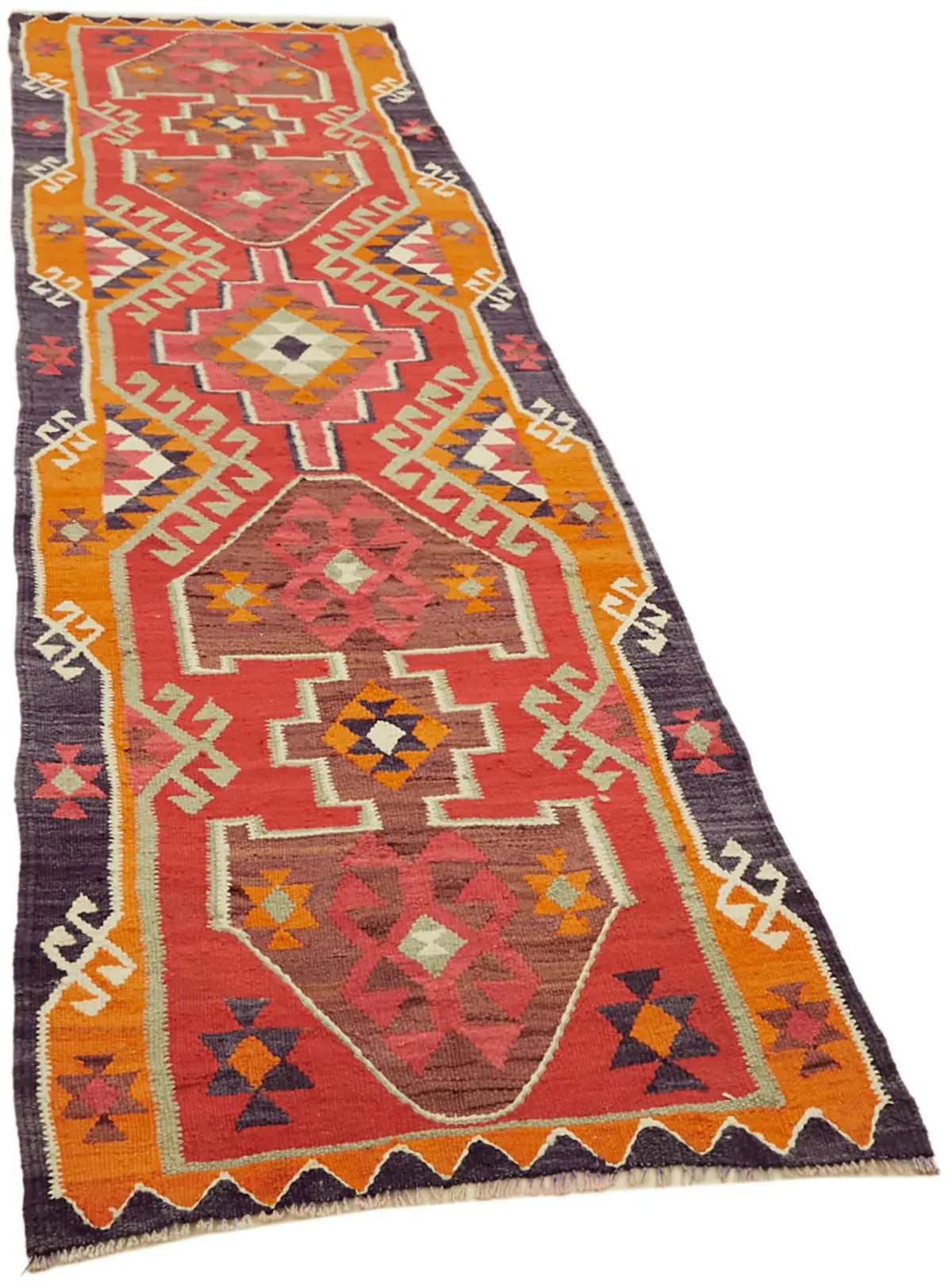 Herki Eskitme Multi Pamuk Üzerine Yün El Dokuma Kilim-098x352 - Görsel 2