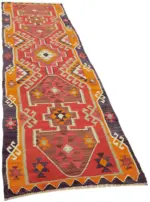 Herki Eskitme Multi Pamuk Üzerine Yün El Dokuma Kilim-098x352 - Görsel 2