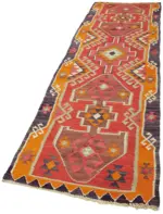 Herki Eskitme Multi Pamuk Üzerine Yün El Dokuma Kilim-098x352 - Görsel 3
