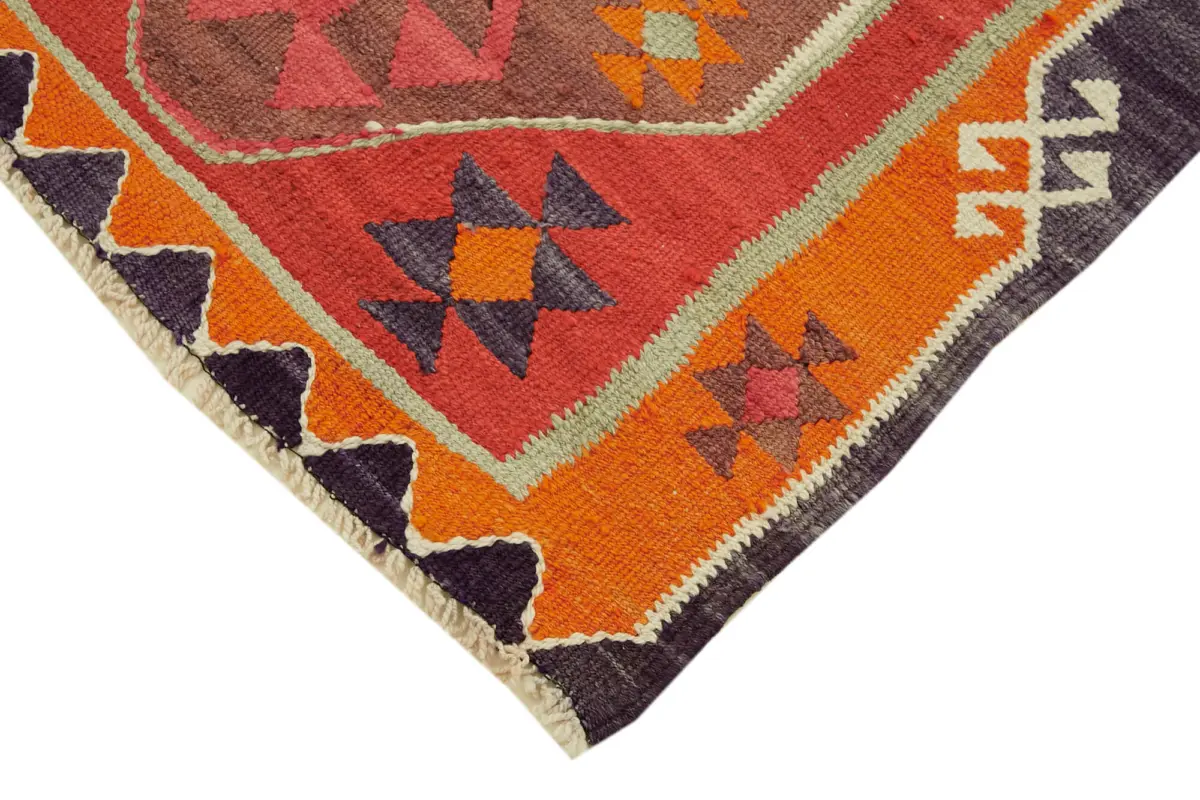Herki Eskitme Multi Pamuk Üzerine Yün El Dokuma Kilim-098x352 - Görsel 4