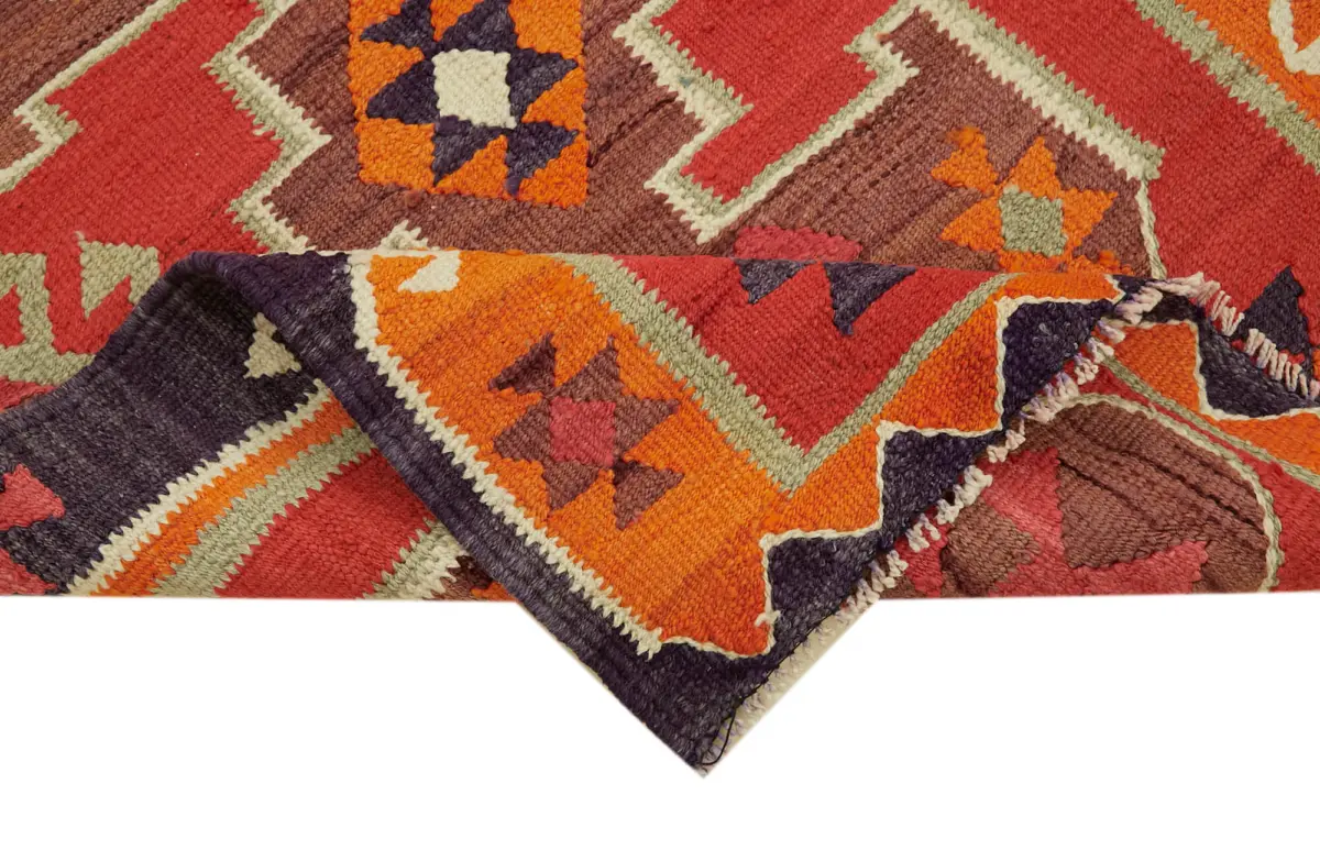 Herki Eskitme Multi Pamuk Üzerine Yün El Dokuma Kilim-098x352 - Görsel 6