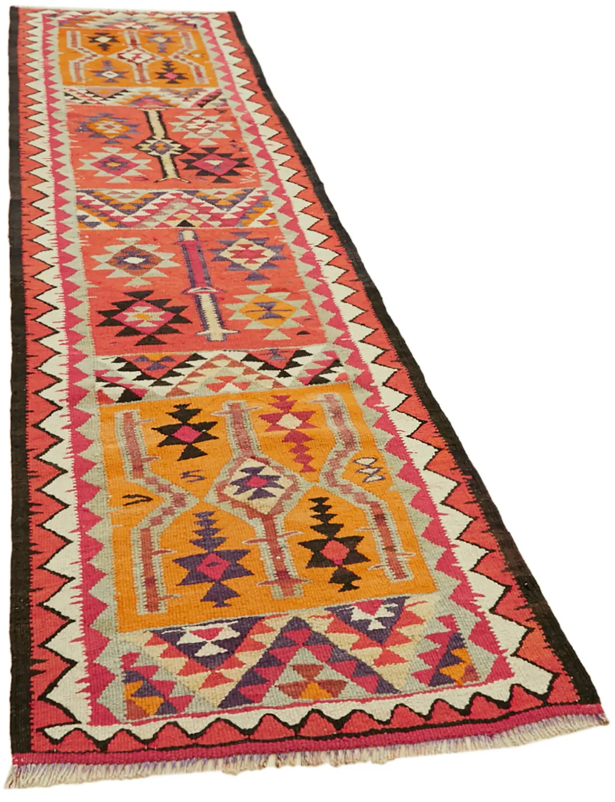 Herki Eskitme Multi Pamuk Üzerine Yün El Dokuma Kilim-093x340 - Görsel 2