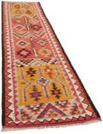 Herki Eskitme Multi Pamuk Üzerine Yün El Dokuma Kilim-093x340 - Görsel 2