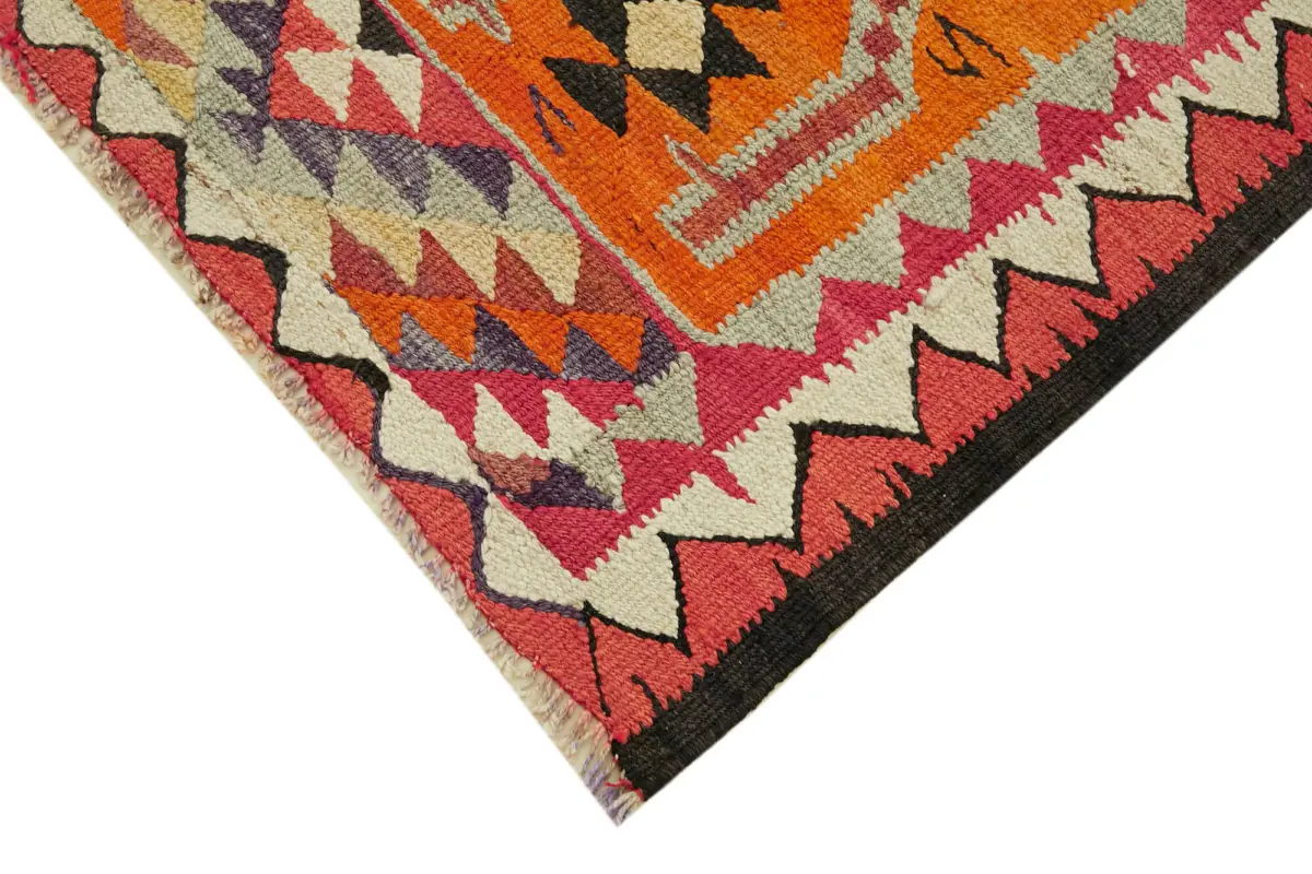 Herki Eskitme Multi Pamuk Üzerine Yün El Dokuma Kilim-093x340 - Görsel 4