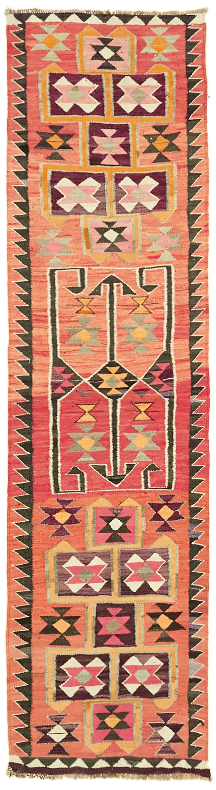 Herki Eskitme Multi Pamuk Üzerine Yün El Dokuma Kilim-092x335 - Görsel 1