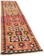 Herki Eskitme Multi Pamuk Üzerine Yün El Dokuma Kilim-092x335 - Görsel 2