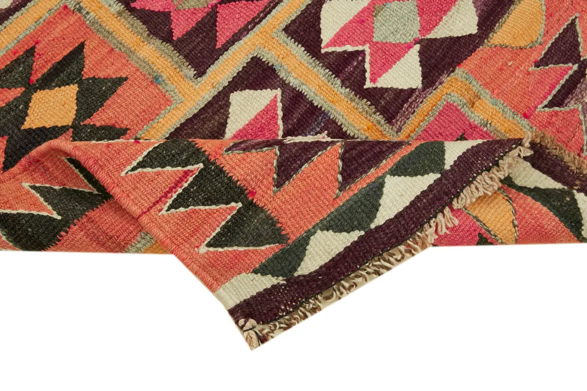 Herki Eskitme Multi Pamuk Üzerine Yün El Dokuma Kilim-092x335 - Görsel 6