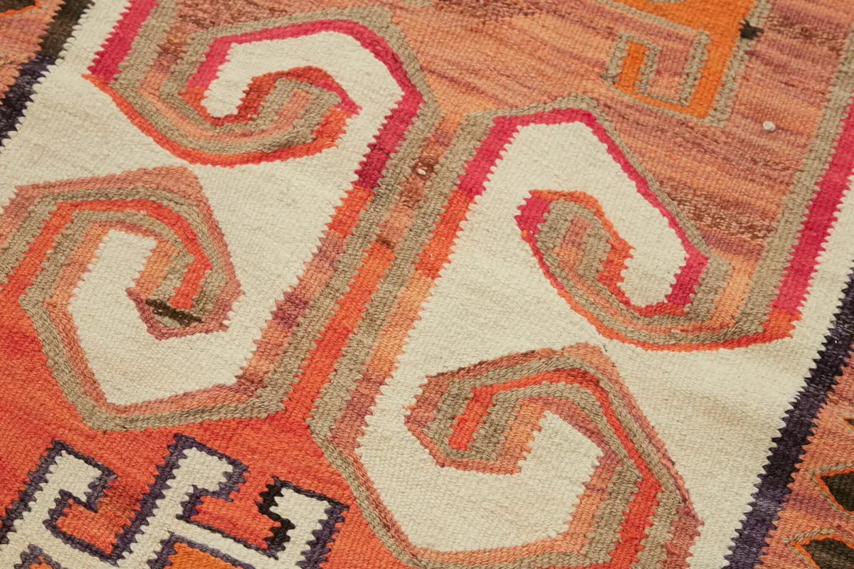 Herki Eskitme Multi Pamuk Üzerine Yün El Dokuma Kilim-094x368 - Görsel 5