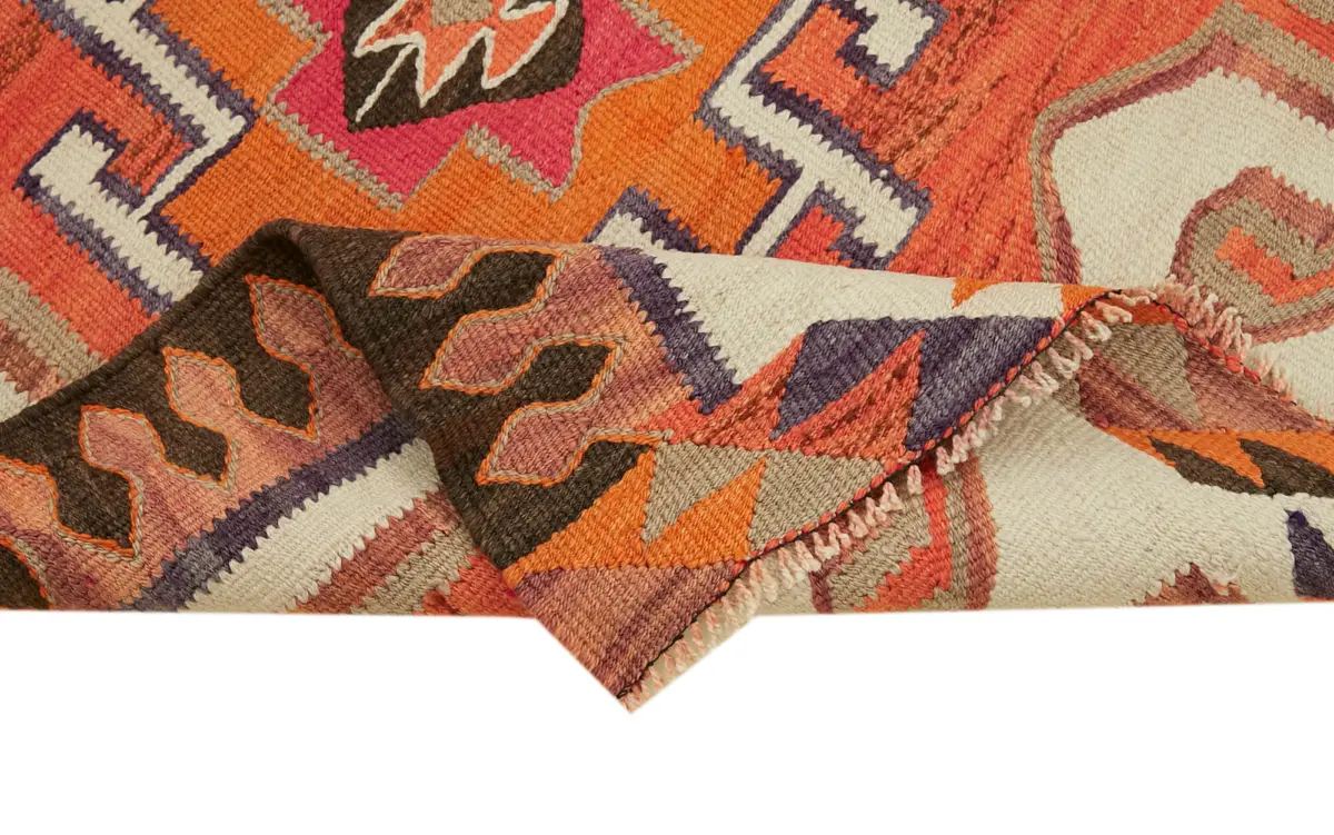 Herki Eskitme Multi Pamuk Üzerine Yün El Dokuma Kilim-094x368 - Görsel 6