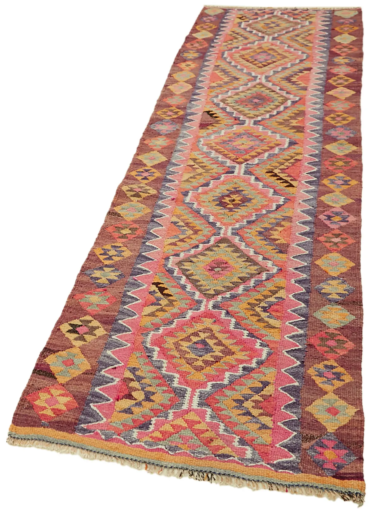 Herki Eskitme Multi Pamuk Üzerine Yün El Dokuma Kilim-092x314 - Görsel 3