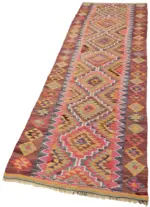 Herki Eskitme Multi Pamuk Üzerine Yün El Dokuma Kilim-092x314 - Görsel 3