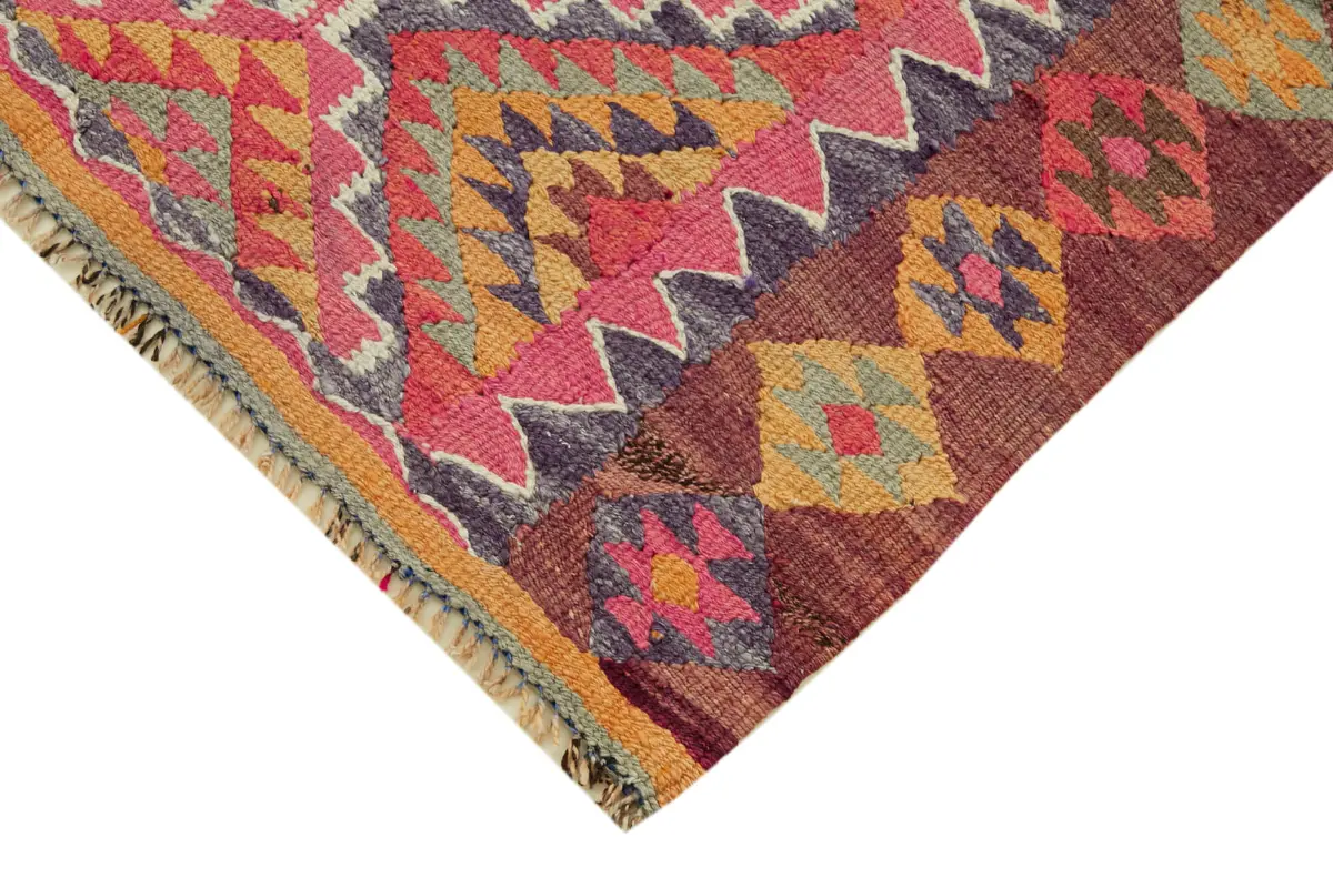 Herki Eskitme Multi Pamuk Üzerine Yün El Dokuma Kilim-092x314 - Görsel 4