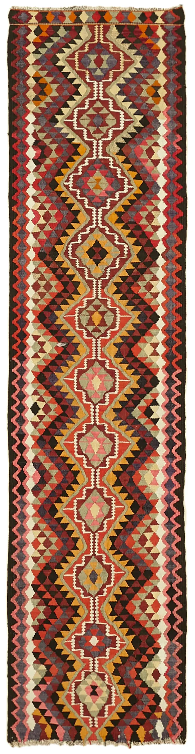 Herki Eskitme Multi Pamuk Üzerine Yün El Dokuma Kilim-088x336 - Görsel 1