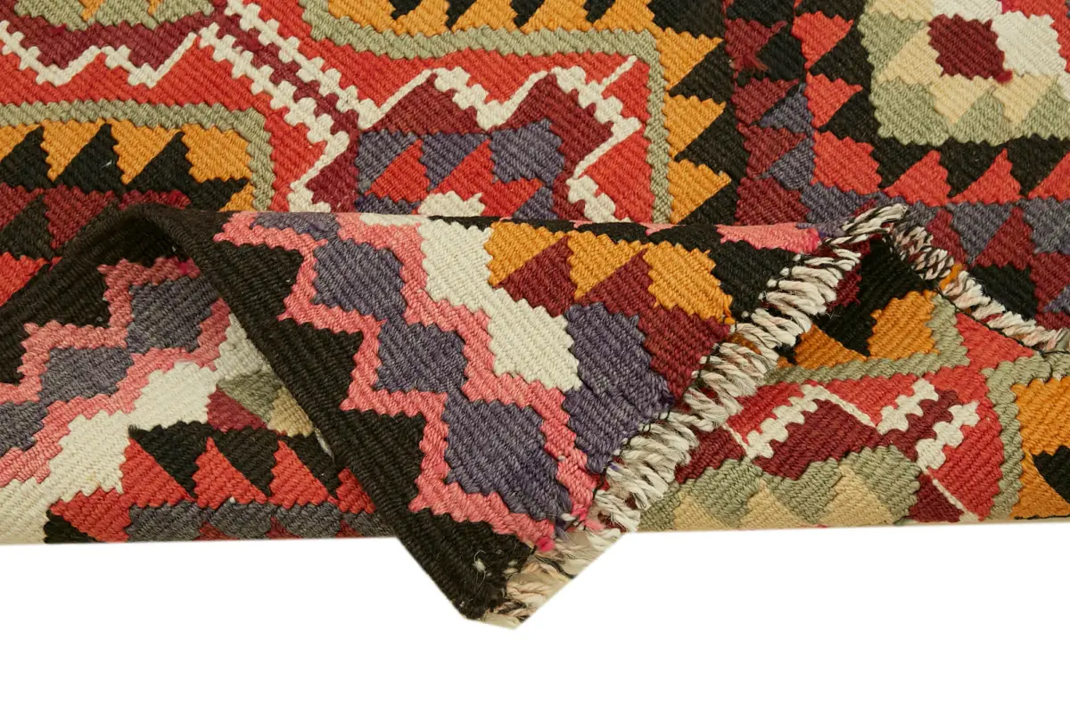 Herki Eskitme Multi Pamuk Üzerine Yün El Dokuma Kilim-088x336 - Görsel 6